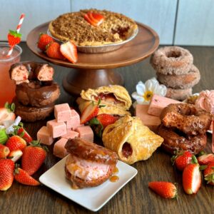Spread of various strawberry items